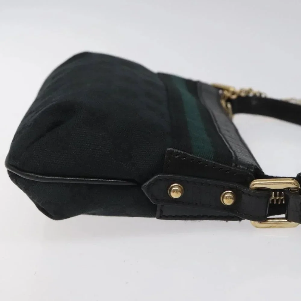 GUCCI GG Canvas Sherry Line Accessory Pouch Black Khaki 145970 Auth KD125V - Picture 4 of 14